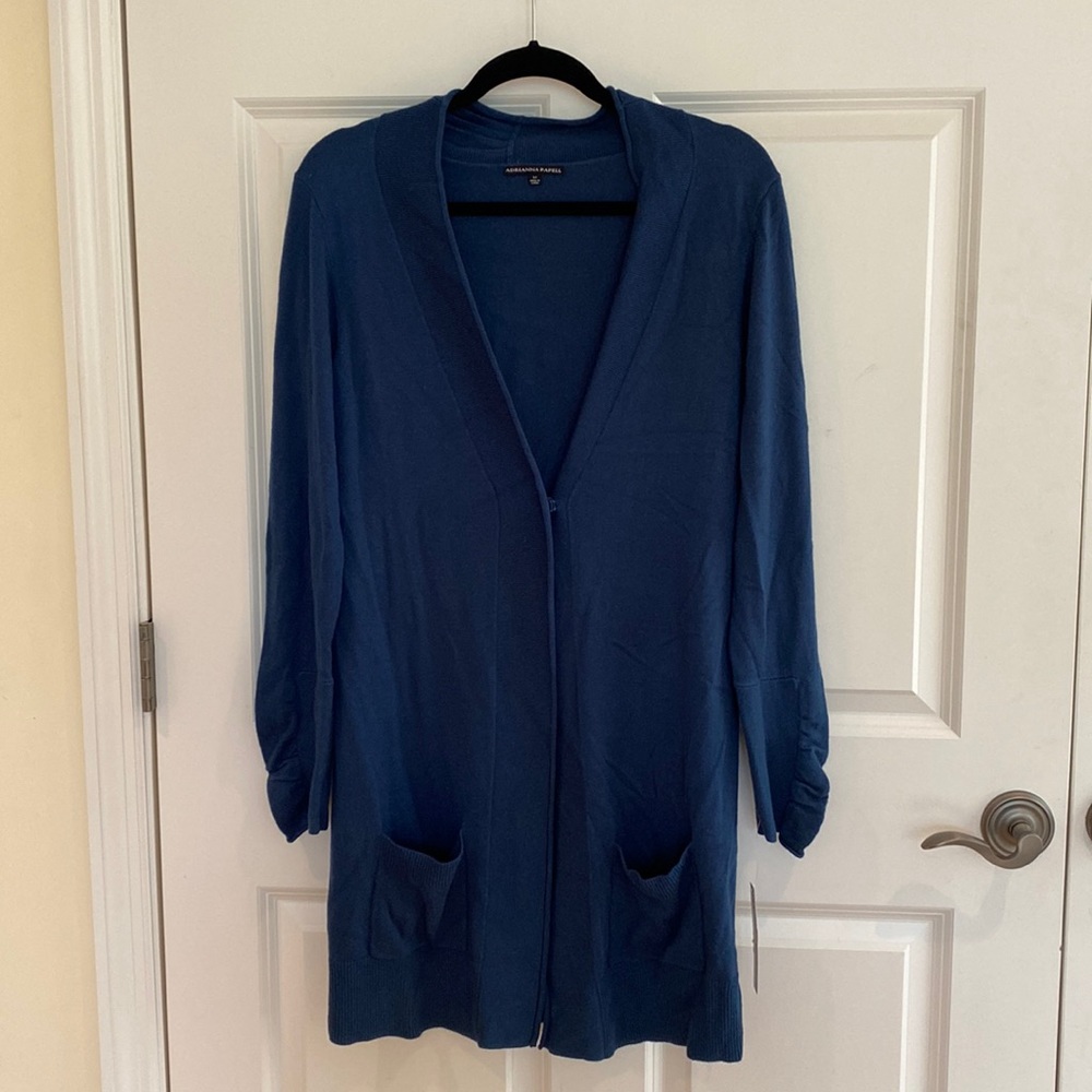 Adrianna Papell Slate Blue Long Cardigan Sweater